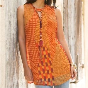 Soft Surroundings Boho Braided Tassel Neck…sz 1X. Orange/red.